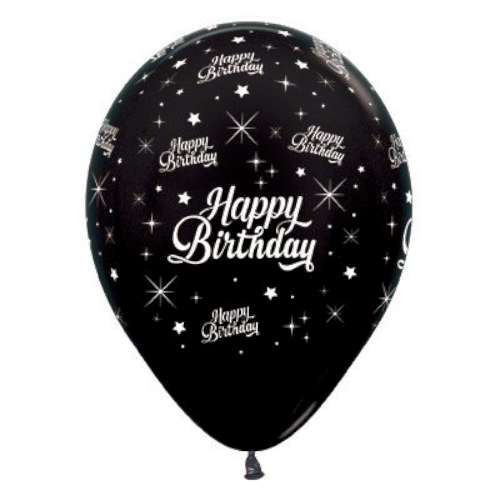 Black Happy Birthday Balloons - Click Image to Close